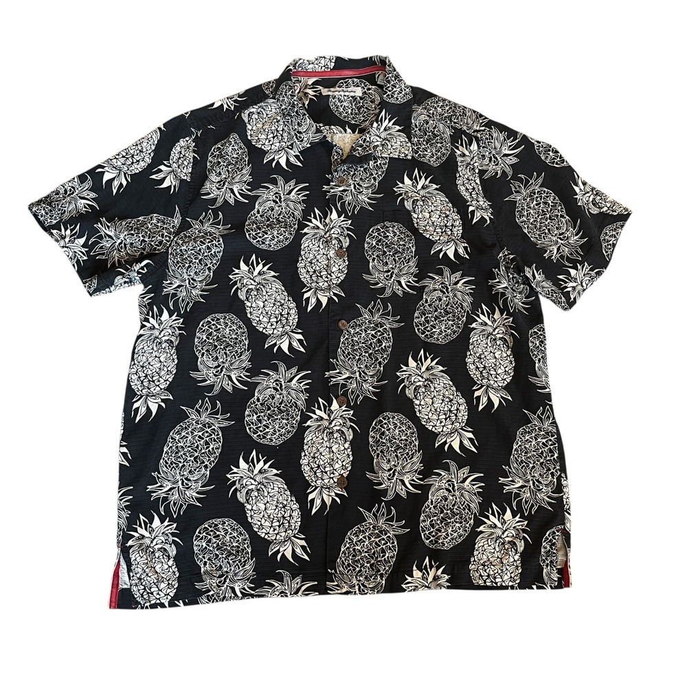 Tommy Bahama Men's Piña Piñata Pineapple-Print Silk Camp Shirt Large